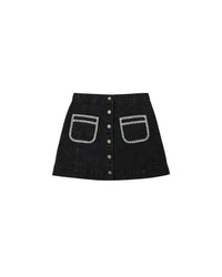 Black Stitched Denver Mini Skirt