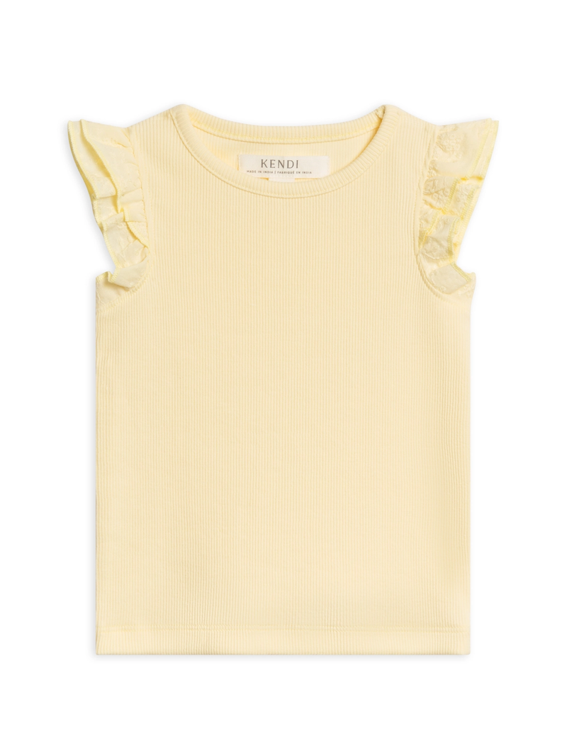 Butter Daphne Ribbed Ruffle Tank
