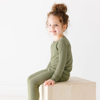 Olive Small Ribbed Pajama Set