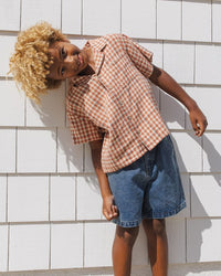 Poppy Gingham Lapel Collar Shirt