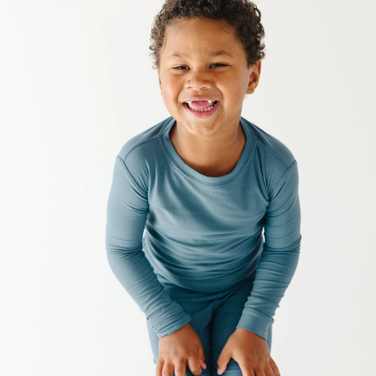 Midnight Teal Small Ribbed Pajama Set