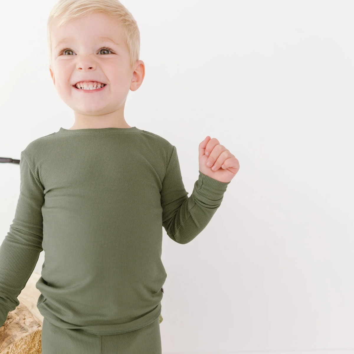 Olive Small Ribbed Pajama Set