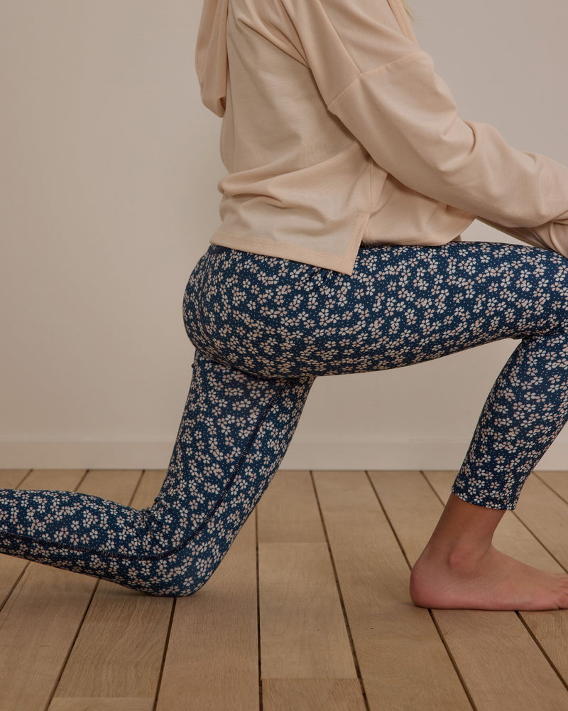 Blue Floral Basic Legging