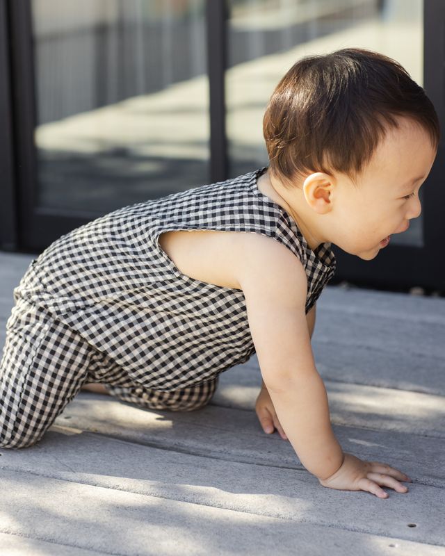 Black Check Button Jumpsuit