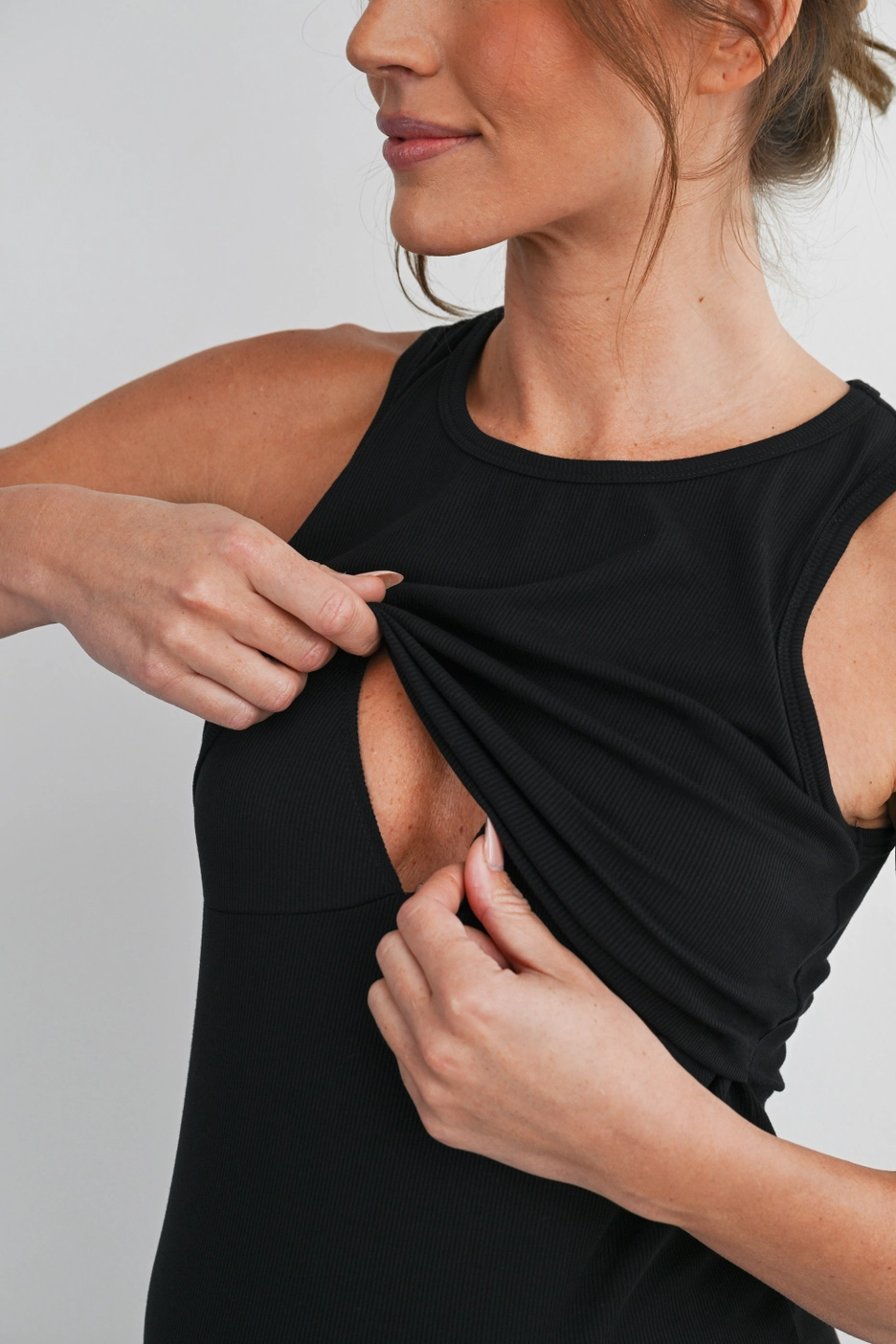 Black Maternity + Nursing Layered Tank Top