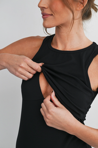 Black Maternity + Nursing Layered Tank Top