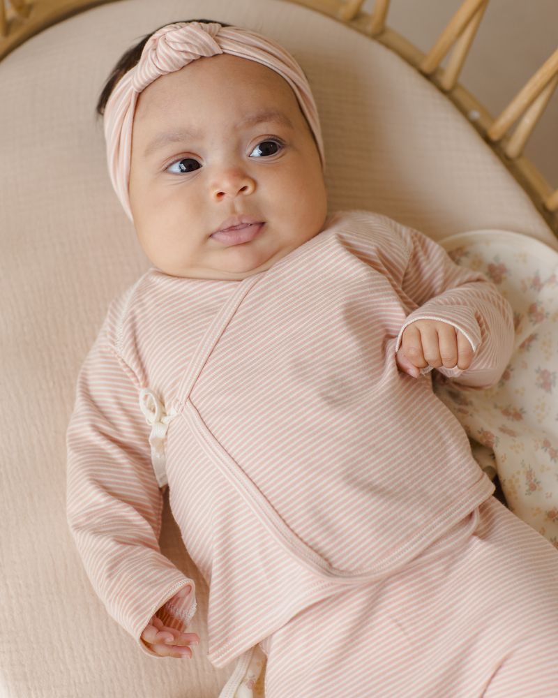 Melon Stripe Wrap Top + Footed Pant Set