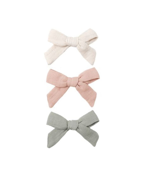 Rose + Fern + Natural Bow Clips