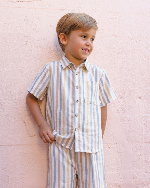 Valencia Stripe Collared Short Sleeve Shirt