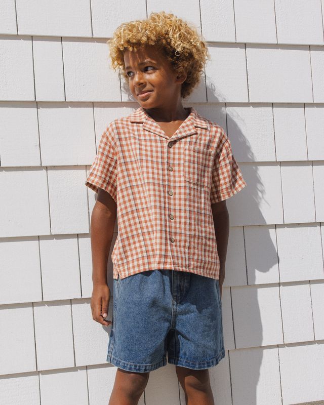 Poppy Gingham Lapel Collar Shirt