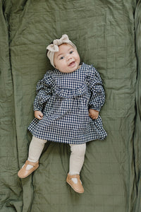 Gingham Ruffle Linen Dress