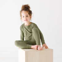 Olive Small Ribbed Pajama Set