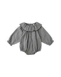 Black Gingham Colette Romper
