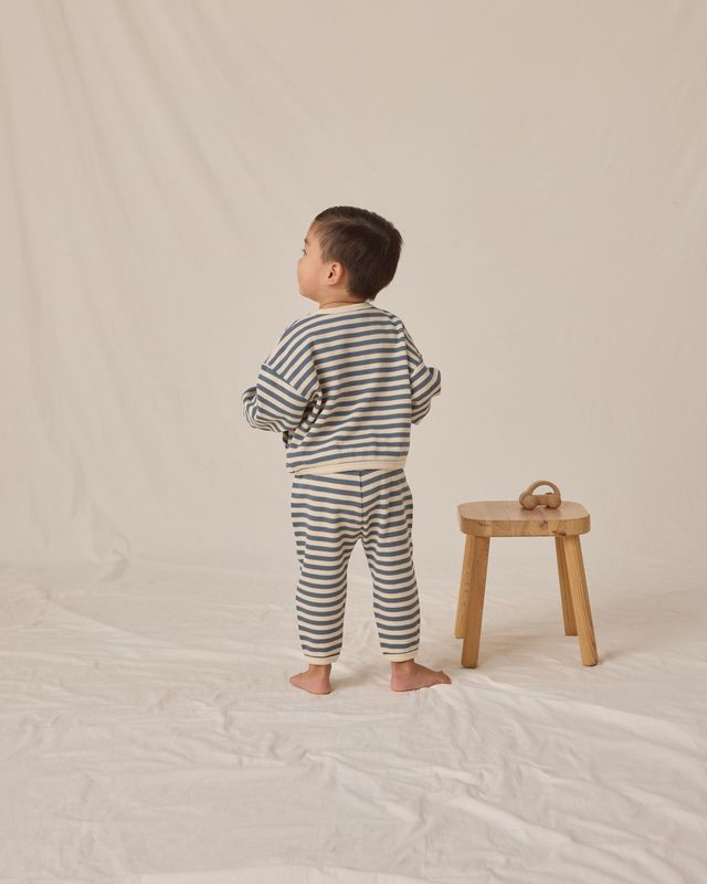 Ocean Stripe Waffle Slouch Set