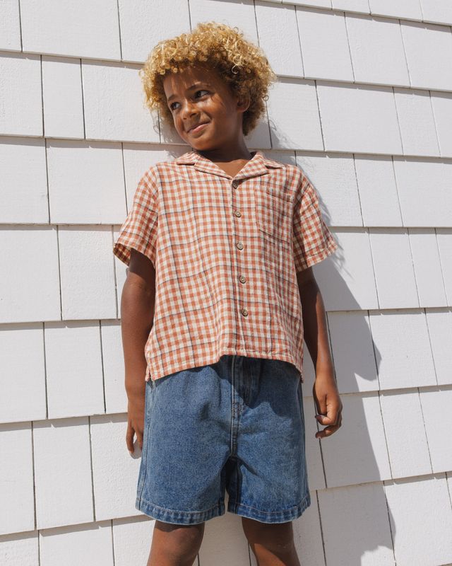 Poppy Gingham Lapel Collar Shirt