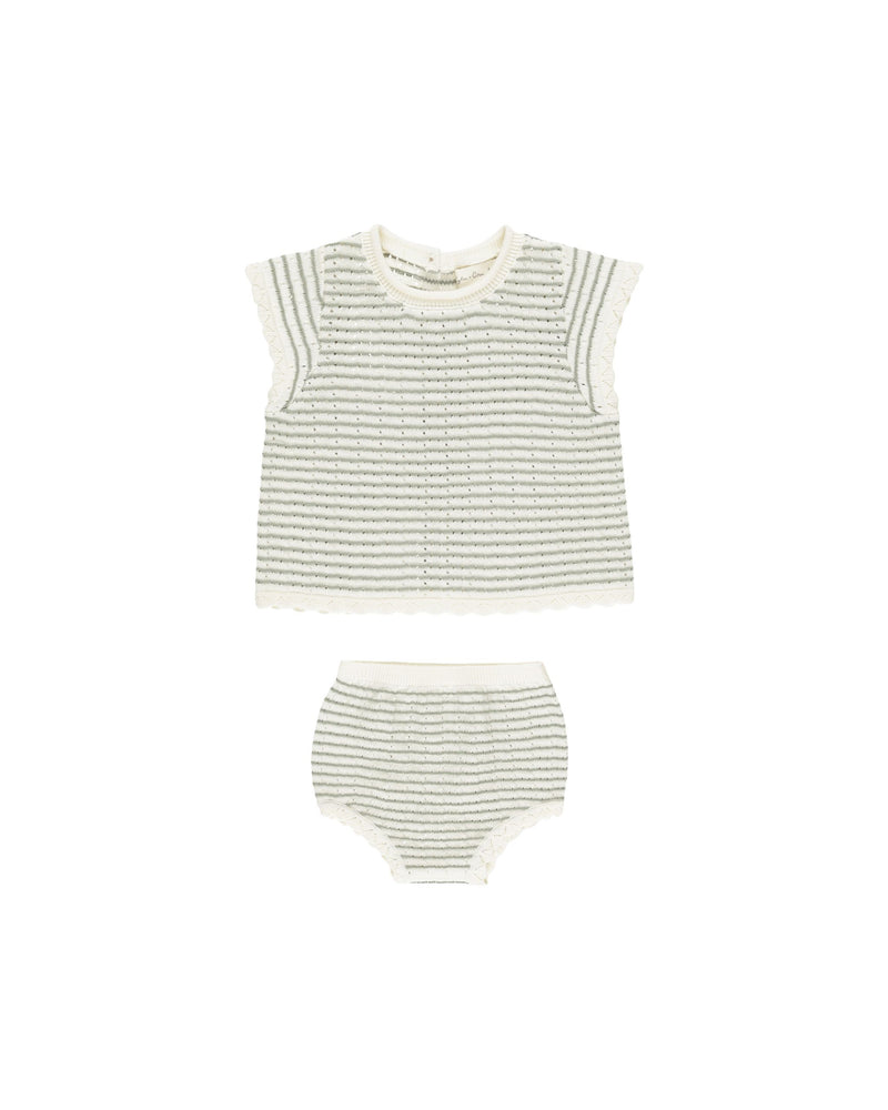 Sage Stripe Knit Baby Set