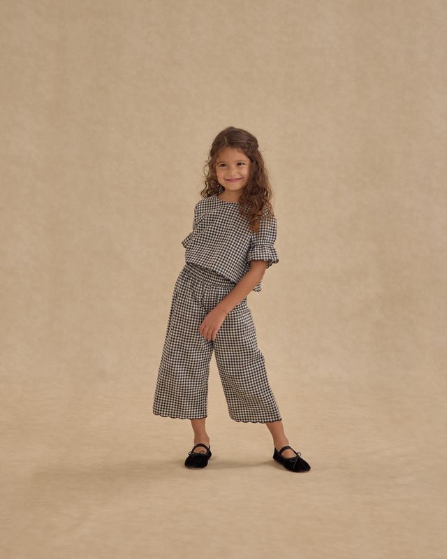Black Gingham Wide Leg Pant