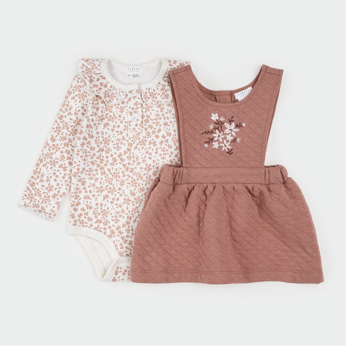 Floral Terracotta Quilted Overall Dress