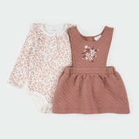 Floral Terracotta Quilted Overall Dress