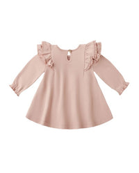 Rose Long Sleeve Flutter Dress