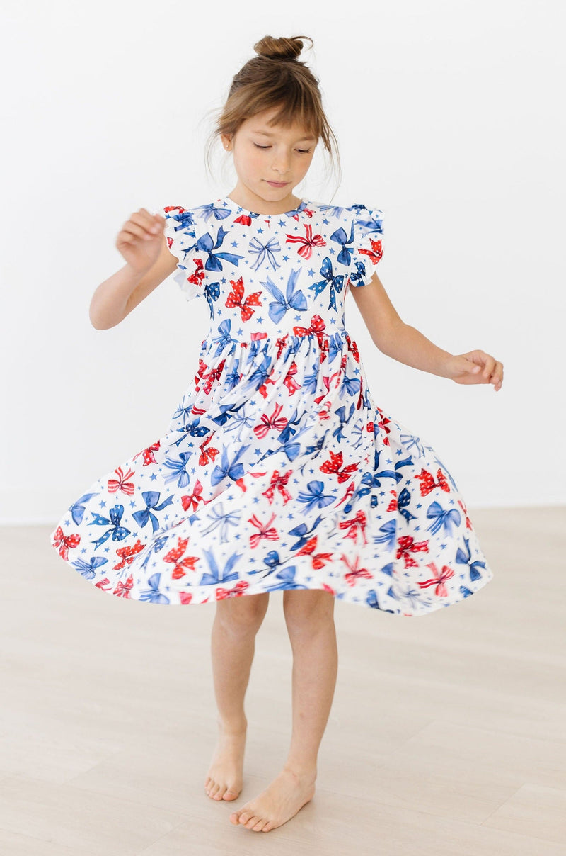 Red, White and Bow Twirl Dress