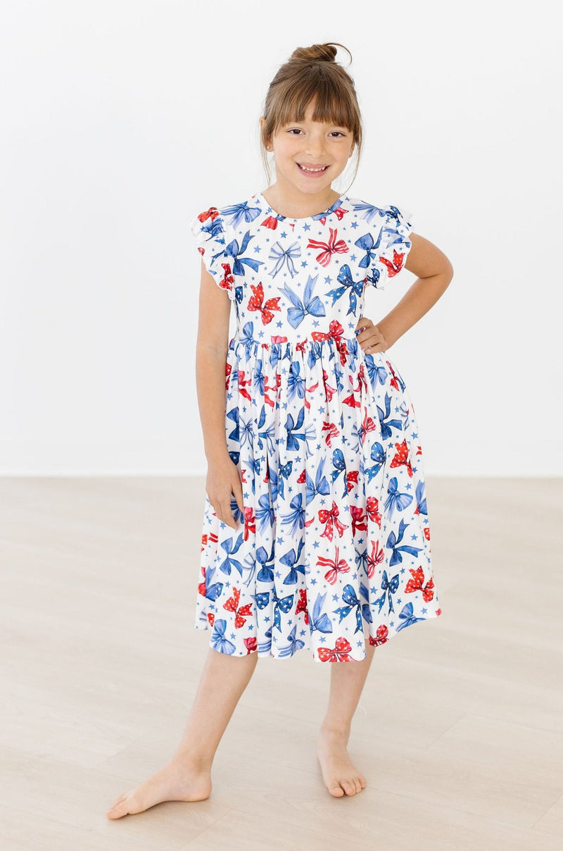 Red, White and Bow Twirl Dress