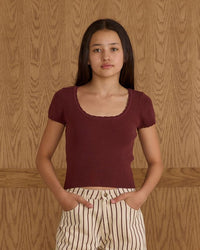 Tween Burgundy Scallop Tee
