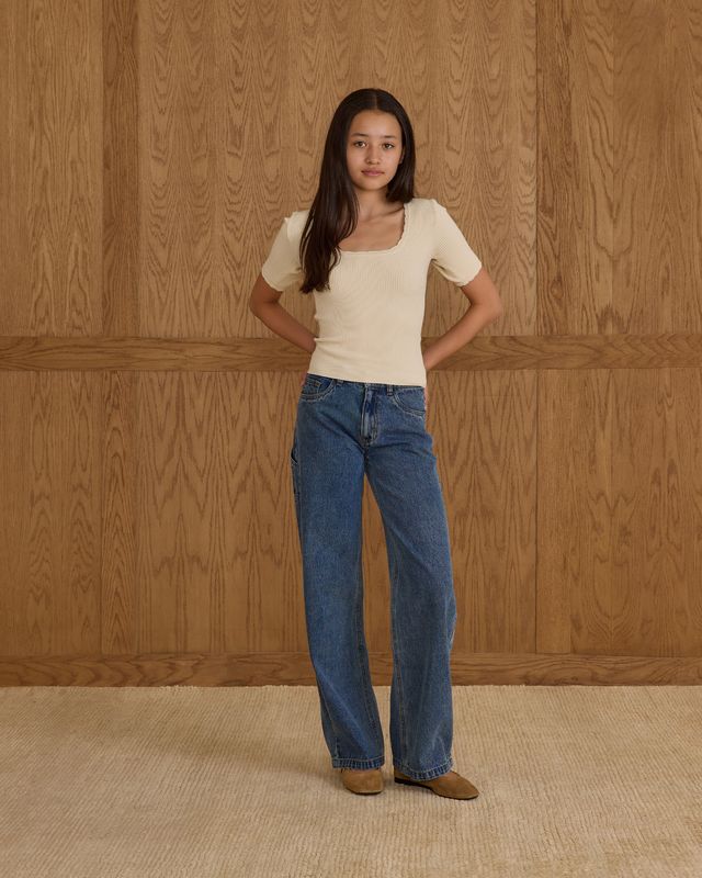 Tween Natural Scallop Tee