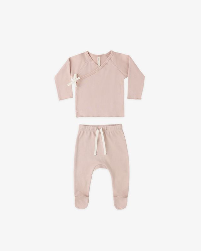 Blush Wrap Top + Footed Pant Set