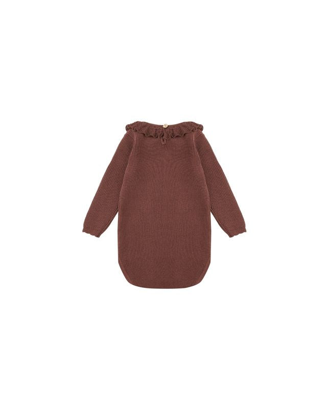 Burgundy Ruffle Collar Bodysuit