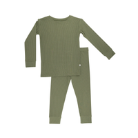 Olive Small Ribbed Pajama Set