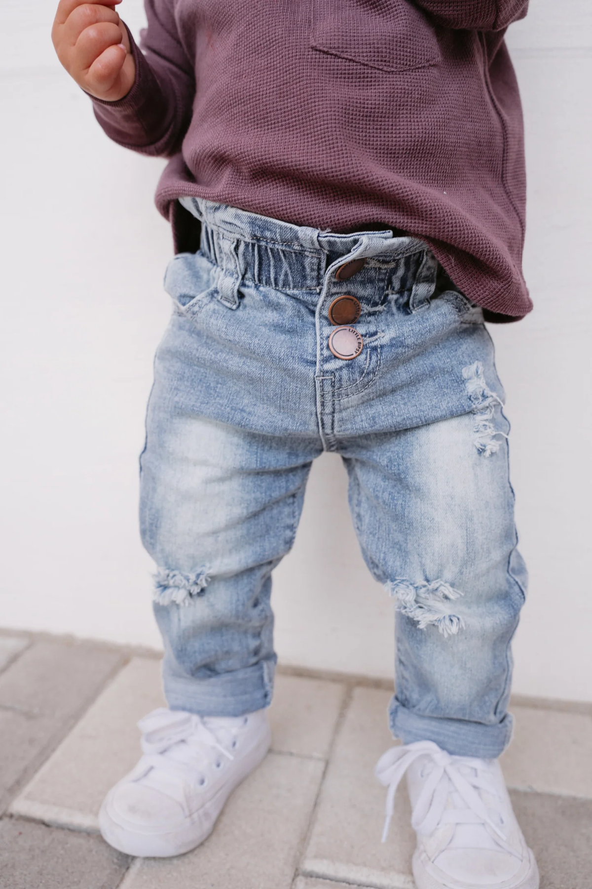 Light Wash Paperbag Waist Denim