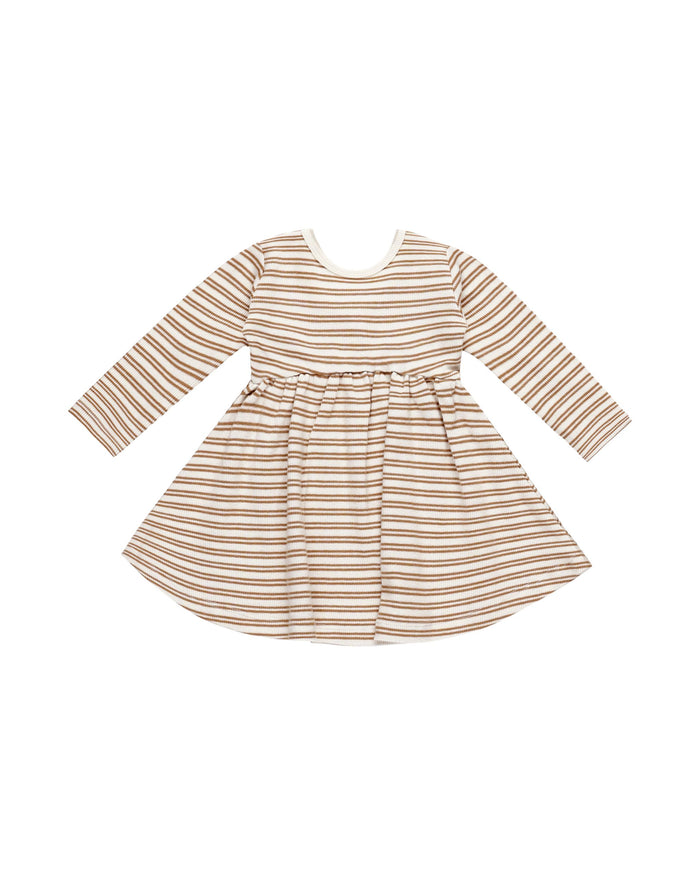 Golden Stripe Ribbed Long Sleeve Dress