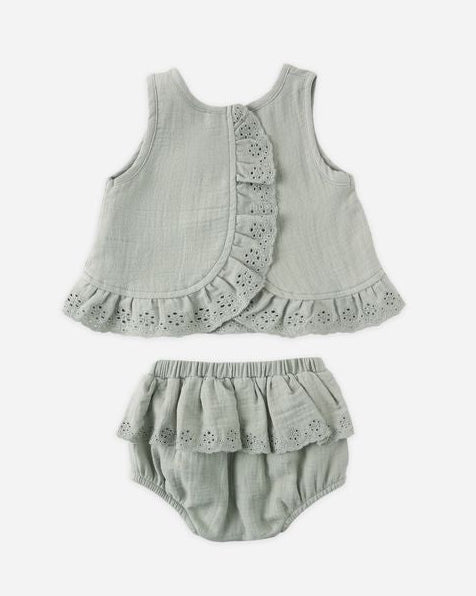 Sage Ruffled Tulip Top + Bloomer Set