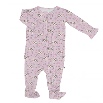 Cow Girl Bamboo Ruffle Sleeper