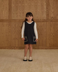 Black Stitched Overall Dress