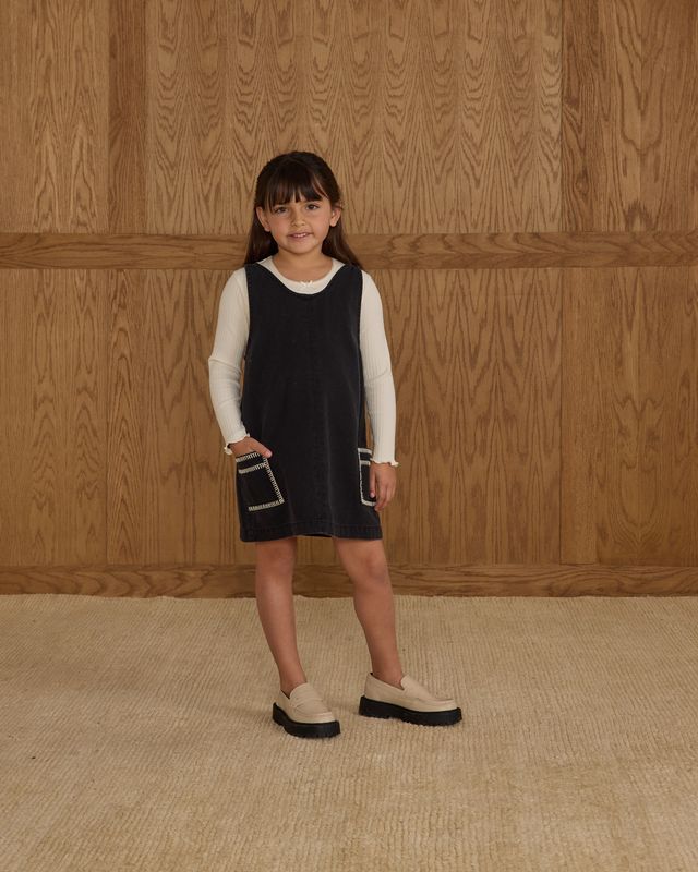 Black Stitched Overall Dress