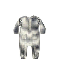 Navy Check Woven Jumpsuit