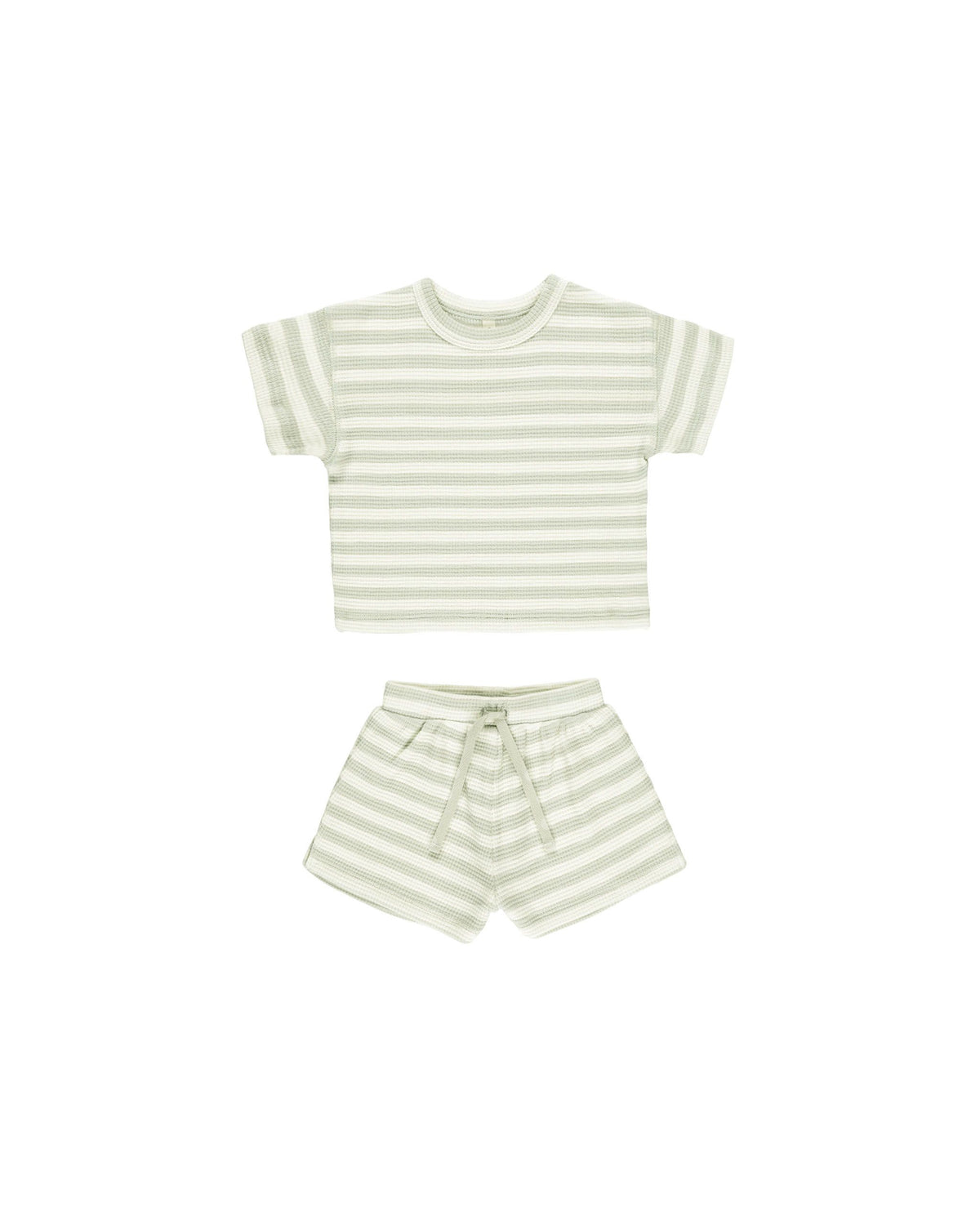 Mint Stripe Waffle Tee + Short Set