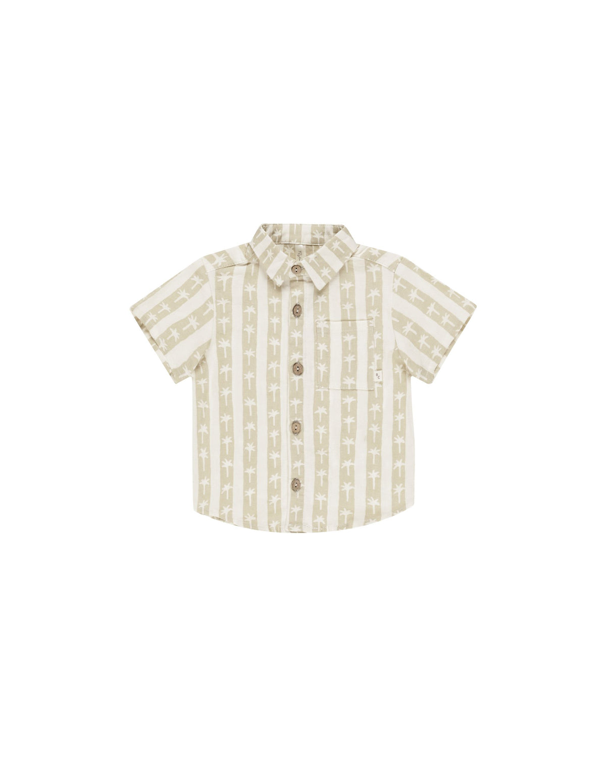 Palm Stripe Collared Short Sleeve Shirt