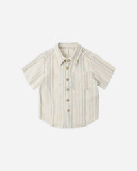 Sea Stripe Collared Short Sleeve Shirt