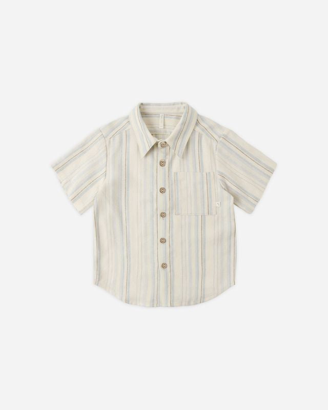 Sea Stripe Collared Short Sleeve Shirt