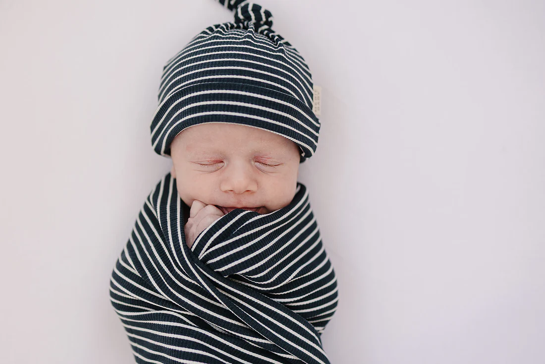 Navy Stripe Bamboo Swaddle