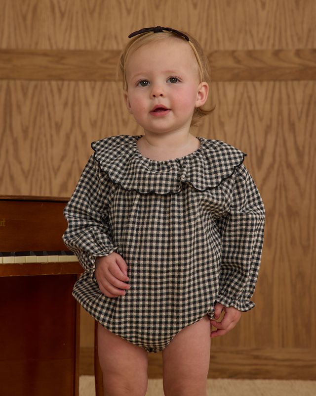 Black Gingham Colette Romper