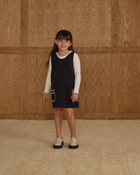 Black Stitched Overall Dress