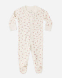 Baby onesie with floral pattern on a white background