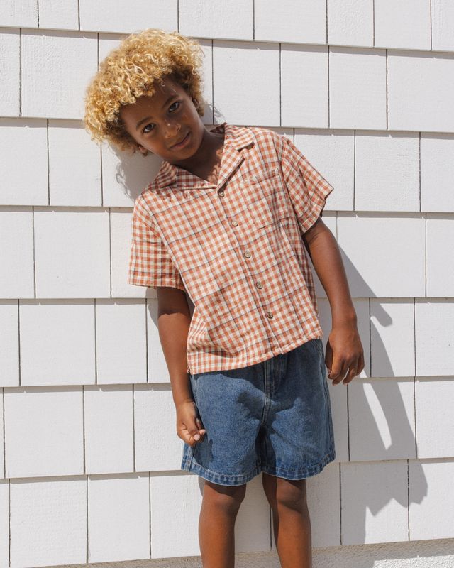 Poppy Gingham Lapel Collar Shirt