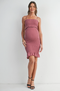 Mauve Smocked Tank Ruffle Dress