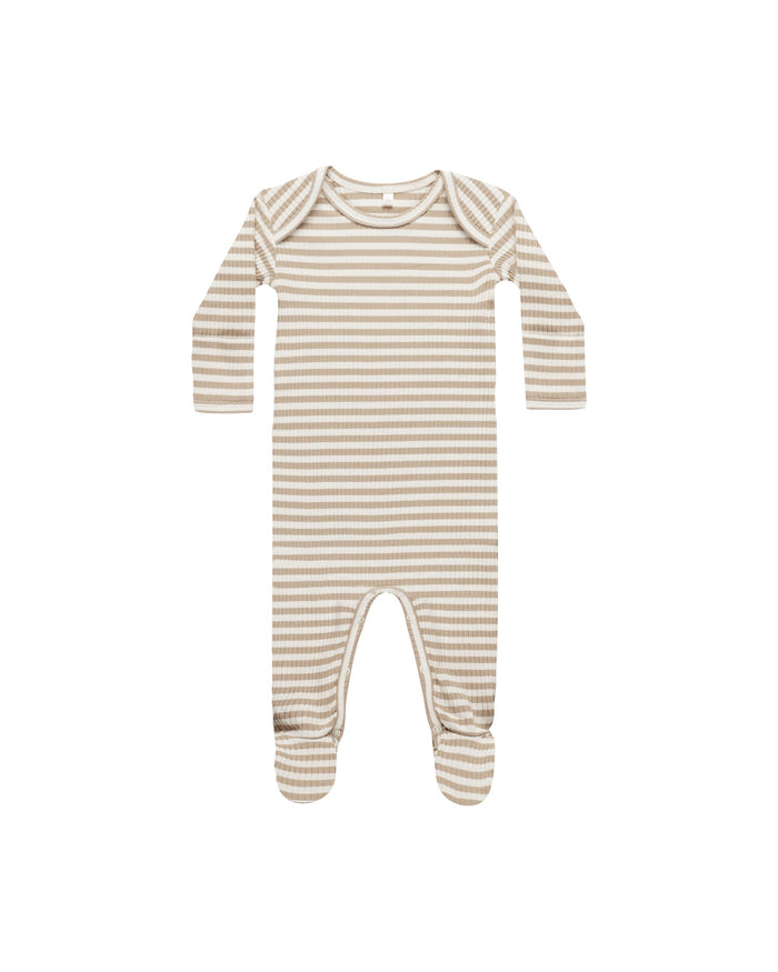 Latte Stripe Ribbed Footie