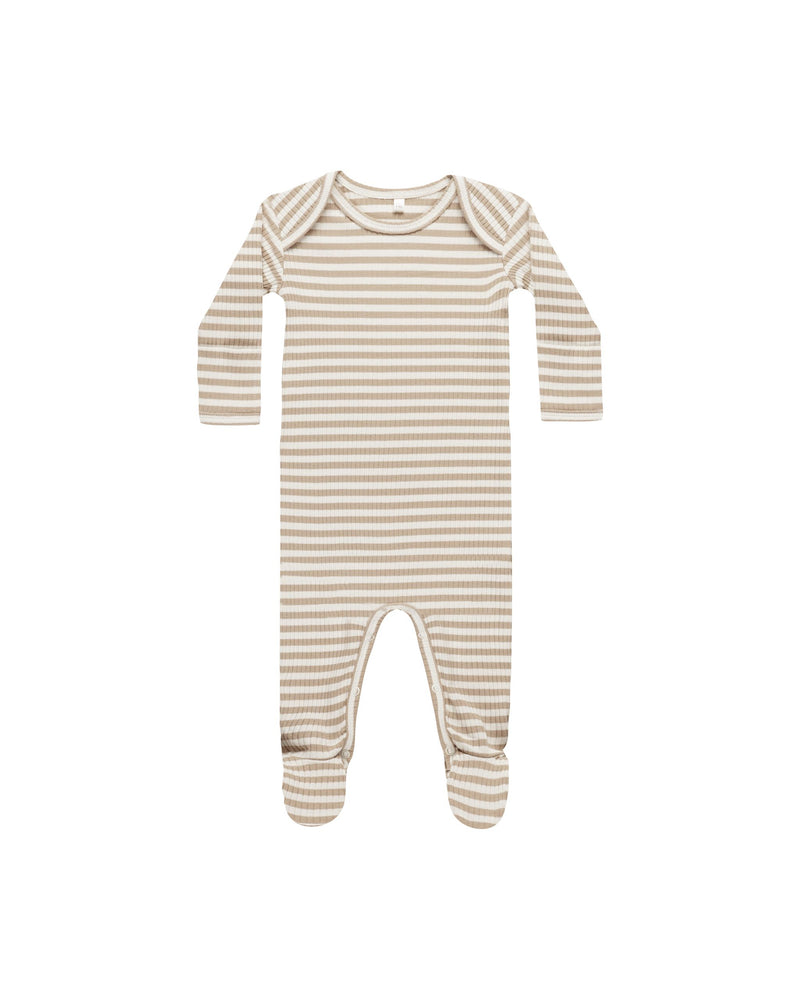 Latte Stripe Ribbed Footie